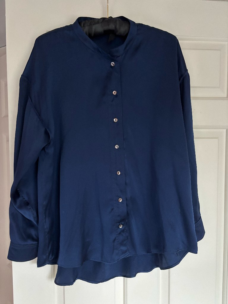 Navy Blue Silk Daryl K Shirt